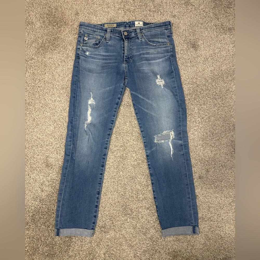 AG Adriano Goldschmied Womens Distressed Blue Jeans Size 30 The Stilt Roll Up